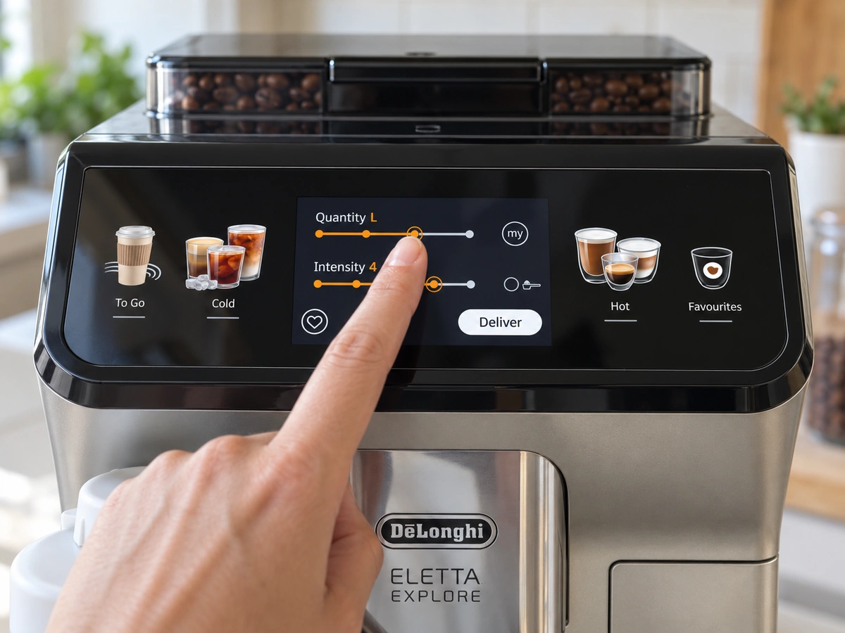 Adjusting drink size with a slider on the Eletta Explore